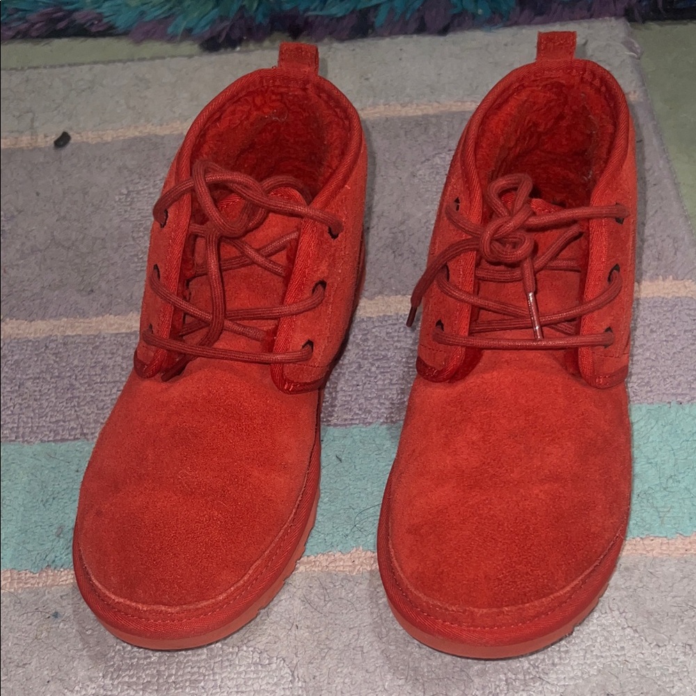 UGG Bold Red Suede Ankle Boots